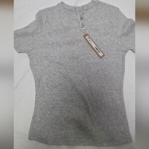 SKIMS Heather Gray Short Sleeve Tee